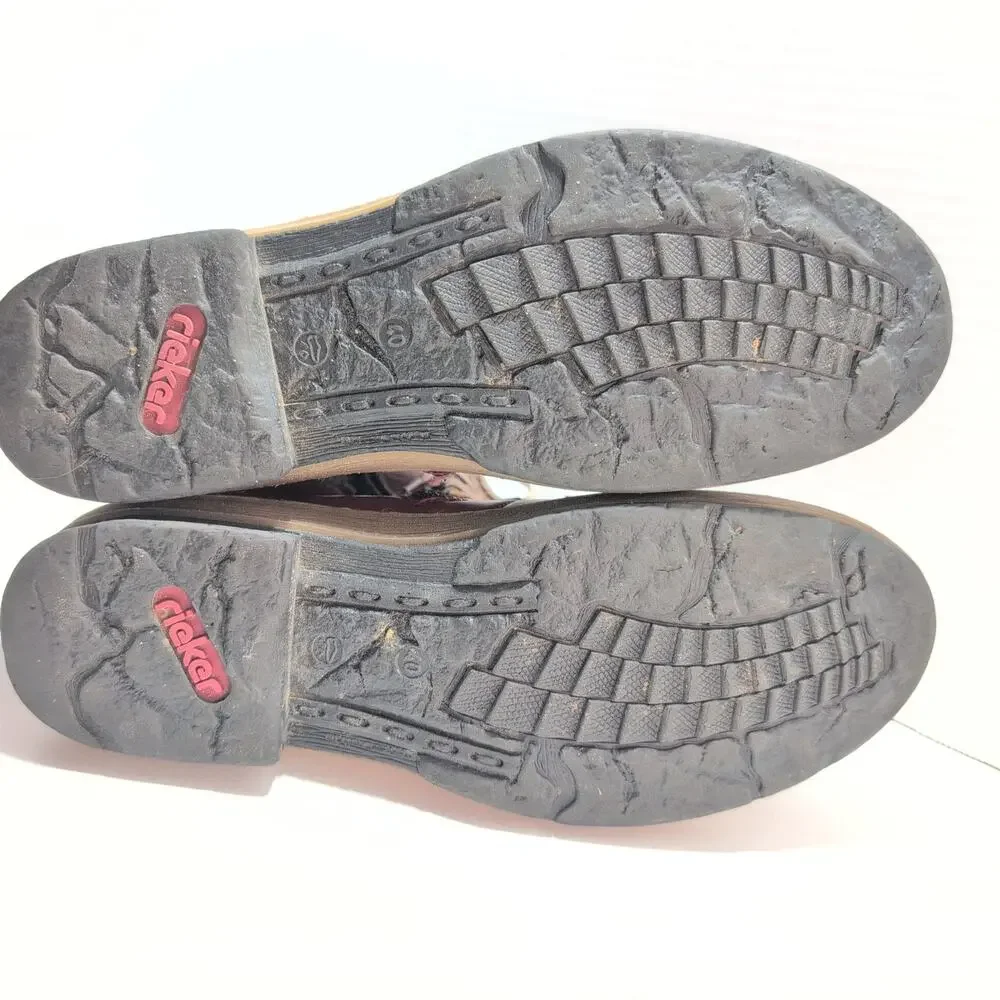 Rieker Felicitas Ankle Boots Red Sherpa Lined Side Zip Lace Up Women's 9 - Picture 7 of 8